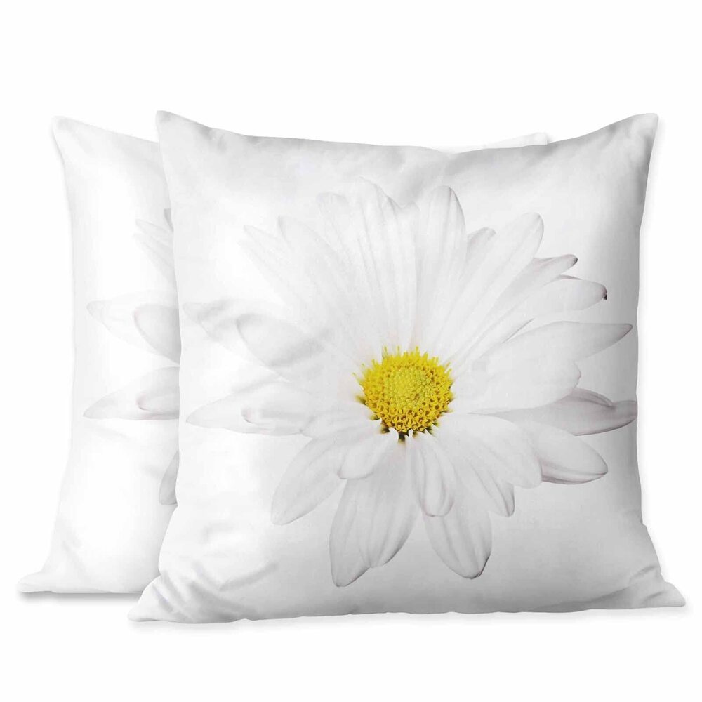 1841 Throw Pillow Covers Beautiful White Daisy Bloom Flower 18X18 Inch Set